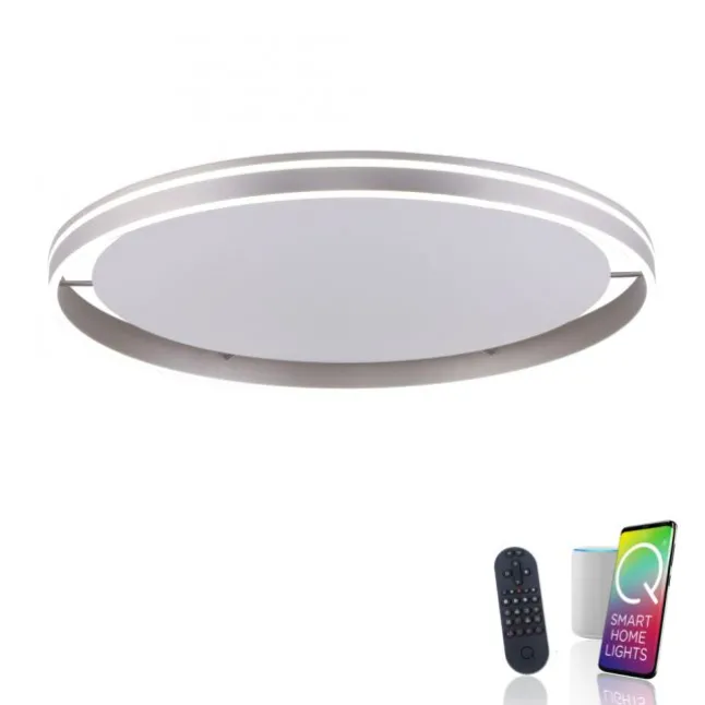 Paul Neuhaus, Q-VITO, LED-Deckenlampe, Ø 79cm, stahlfarben, rund, Smart Home