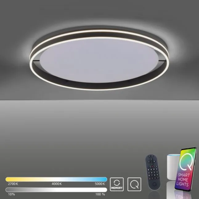 Paul Neuhaus,Q-VITO, LED-Deckenleuchte, anthrazit, Ø 79cm, rund, Smart Home