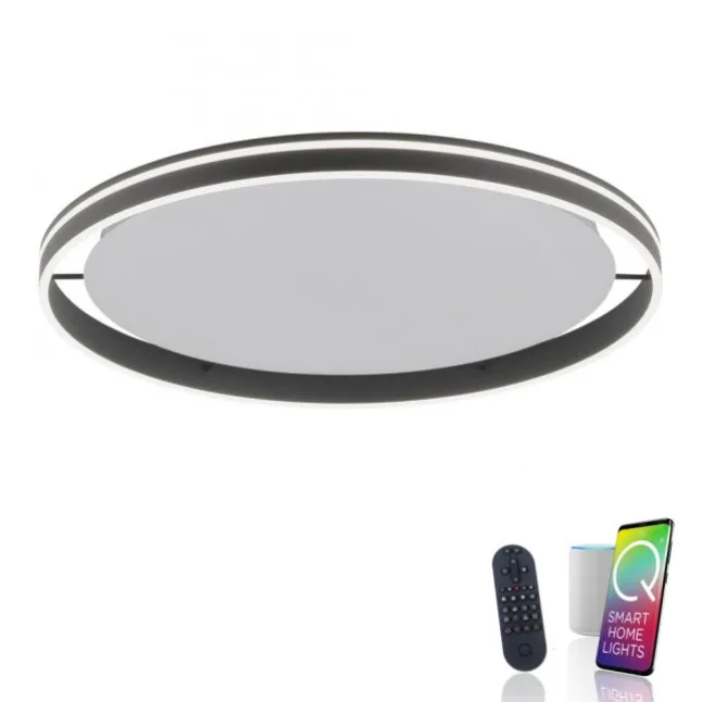 Paul Neuhaus,Q-VITO, LED-Deckenleuchte, anthrazit, Ø 79cm, rund, Smart Home