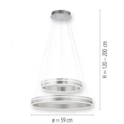 Paul Neuhaus Q VITO LED Hängelampe Smart Home silberfarbig rund doppel Ring Fernbedienung