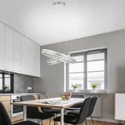 Paul Neuhaus Q VITO LED Hängelampe Smart Home silberfarbig rund doppel Ring Fernbedienung