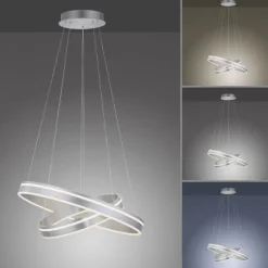 Paul Neuhaus Q VITO LED Hängelampe Smart Home silberfarbig rund doppel Ring Fernbedienung