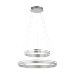 Paul Neuhaus Q VITO LED Hängelampe Smart Home silberfarbig rund doppel Ring Fernbedienung