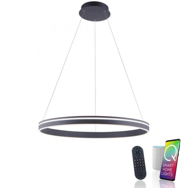 Paul Neuhaus, Q-VITO, LED-Pendellleuchte, anthrazit, Ø 79 cm, Smart Home