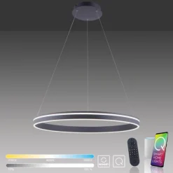 Paul Neuhaus, Q-VITO, LED-Pendellleuchte, anthrazit, Ø 79 cm, Smart Home
