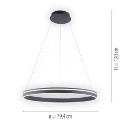 Paul Neuhaus, Q-VITO, LED-Pendellleuchte, anthrazit, Ø 79 cm, Smart Home
