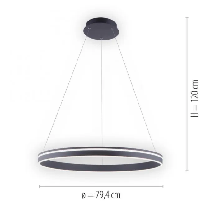 Paul Neuhaus, Q-VITO, LED-Pendellleuchte, anthrazit, Ø 79 cm, Smart Home