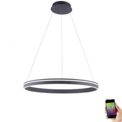 Paul Neuhaus, Q-VITO, LED-Pendellleuchte, anthrazit, Ø 79 cm, Smart Home