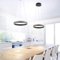 Paul Neuhaus, Q-VITO, LED-Pendellampe, anthrazit, Ø 40cm, Leuchtring
