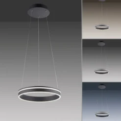Paul Neuhaus, Q-VITO, LED-Pendellampe, anthrazit, Ø 40cm, Leuchtring