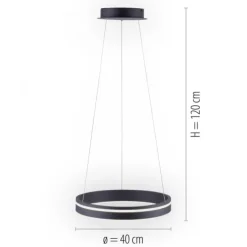 Paul Neuhaus, Q-VITO, LED-Pendellampe, anthrazit, Ø 40cm, Leuchtring