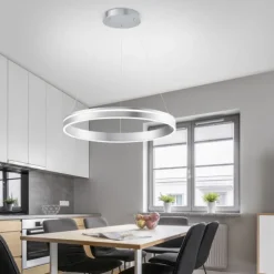 Paul Neuhaus, Q-VITO, LED-Pendelleuchte, rund, Ø 59cm, silbermatt, Smart Home