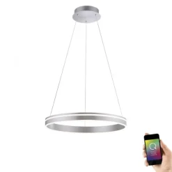 Paul Neuhaus, Q-VITO, LED-Pendelleuchte, rund, Ø 59cm, silbermatt, Smart Home