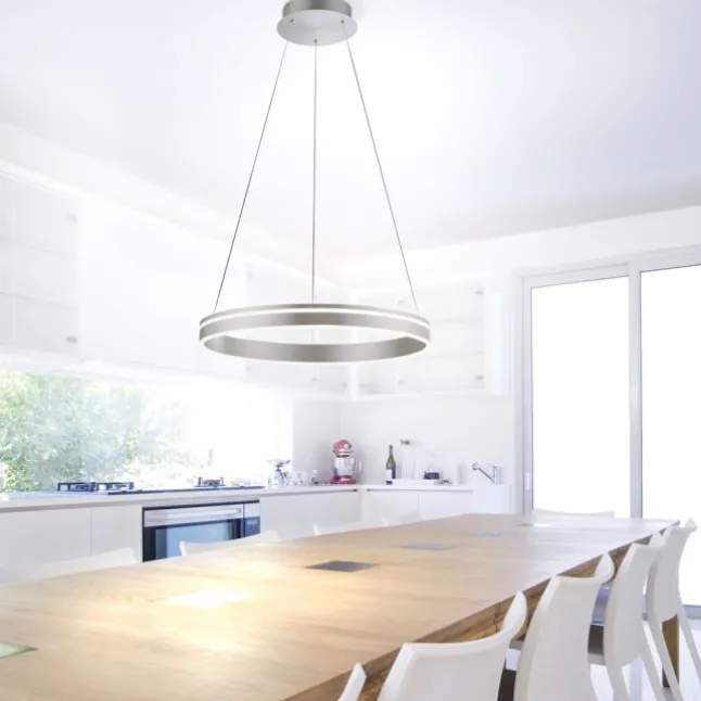 Paul Neuhaus, Q-VITO, LED-Pendelleuchte, rund, Ø 59cm, silbermatt, Smart Home