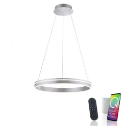 Paul Neuhaus, Q-VITO, LED-Pendelleuchte, rund, Ø 59cm, silbermatt, Smart Home