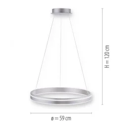 Paul Neuhaus, Q-VITO, LED-Pendelleuchte, rund, Ø 59cm, silbermatt, Smart Home