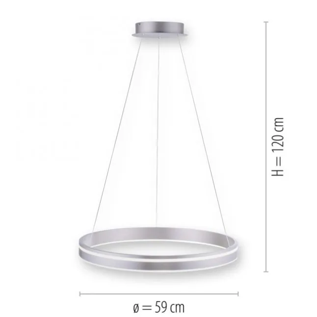 Paul Neuhaus, Q-VITO, LED-Pendelleuchte, rund, Ø 59cm, silbermatt, Smart Home