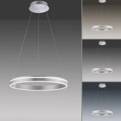 Paul Neuhaus, Q-VITO, LED-Pendelleuchte, rund, Ø 59cm, silbermatt, Smart Home