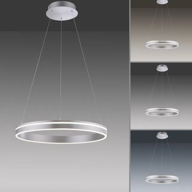 Paul Neuhaus, Q-VITO, LED-Pendelleuchte, rund, Ø 59cm, silbermatt, Smart Home