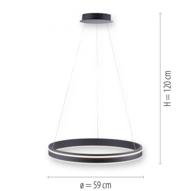 Paul Neuhaus, Q-VITO, LED-Pendelleuchte, anthrazit, Ø 59cm, dimmbar, Smart Home