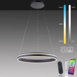Paul Neuhaus, Q-VITO, LED-Pendelleuchte, anthrazit, Ø 59cm, dimmbar, Smart Home