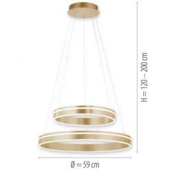 Paul Neuhaus Q VITO LED Pendelleuchte Smart Home messing matt rund doppel Ring Fernbedienung