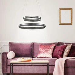 Paul Neuhaus Q VITO LED Pendellampe Smart Home anthrazit rund doppel Ring