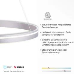 Paul Neuhaus, Q-VITO, LED-Pendelleuchte, Ø 79,4cm, silber, Smart Home