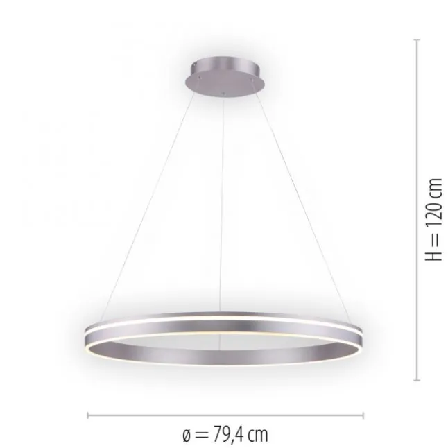 Paul Neuhaus, Q-VITO, LED-Pendelleuchte, Ø 79,4cm, silber, Smart Home