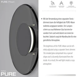 Paul Neuhaus Wandleuchte PURE Moon platin dimmbar Wohnzimmer Küche