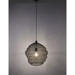 Pendellampe, E27 Fassung, schwarze Netzoptik, Industrial Design, modern