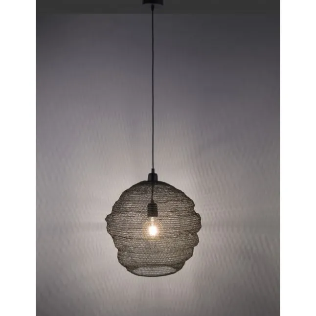 Pendellampe, E27 Fassung, schwarze Netzoptik, Industrial Design, modern