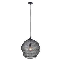 Pendellampe, E27 Fassung, schwarze Netzoptik, Industrial Design, modern