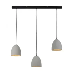 Pendelleuchte, betonfarben, E27, Schirm, 3-flammig, IP20