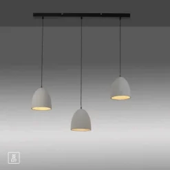 Pendelleuchte, betonfarben, E27, Schirm, 3-flammig, IP20