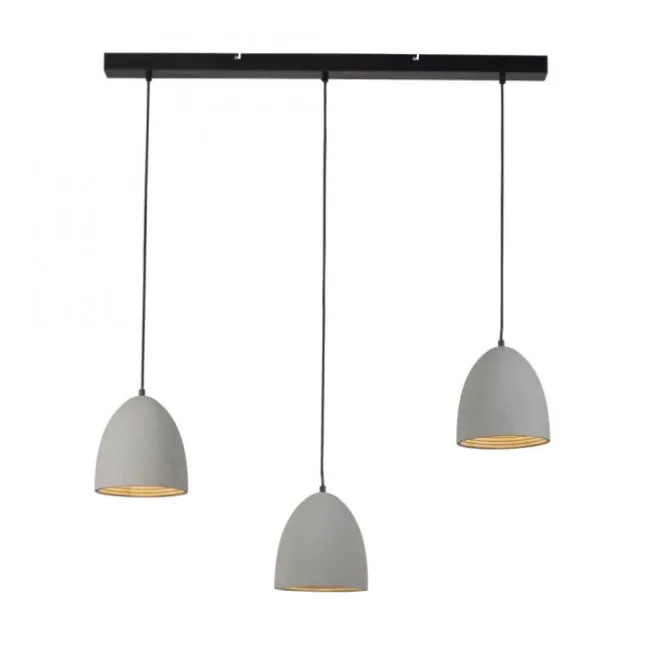 Pendelleuchte, betonfarben, E27, Schirm, 3-flammig, IP20