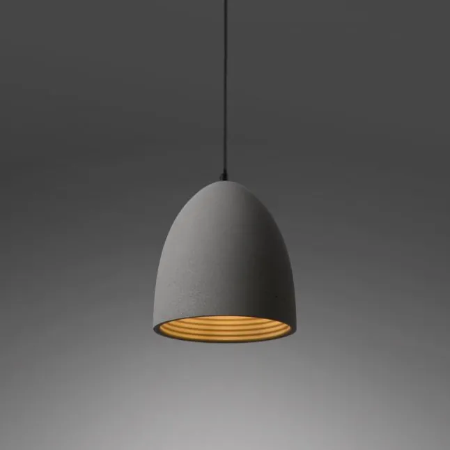 Pendelleuchte, betonfarben, E27, Schirm, 3-flammig, IP20