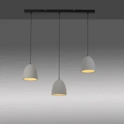 Pendelleuchte, betonfarben, E27, Schirm, 3-flammig, IP20