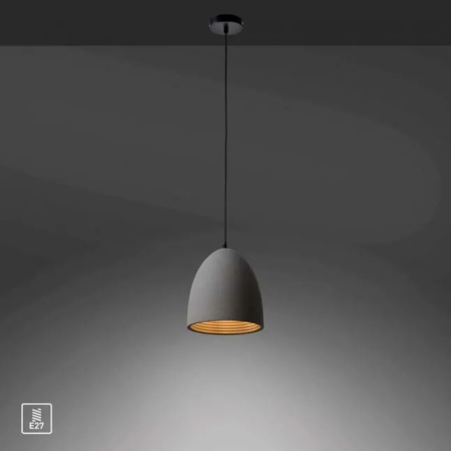 Pendelleuchte, betonfarben, E27, Schirm, Innenleuchte, IP20