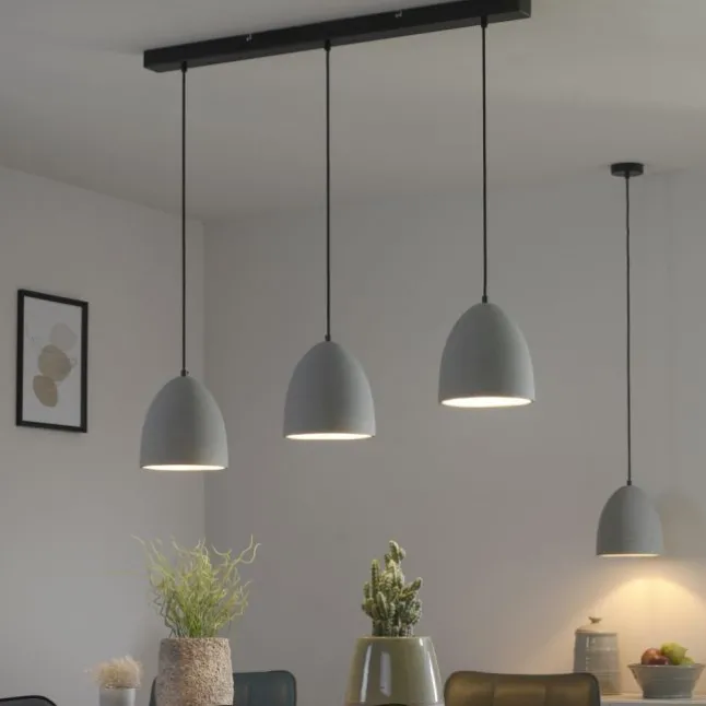 Pendelleuchte, betonfarben, E27, Schirm, Innenleuchte, IP20