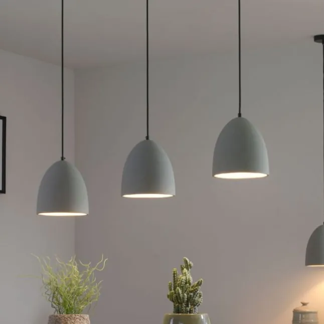 Pendelleuchte, betonfarben, E27, Schirm, Innenleuchte, IP20
