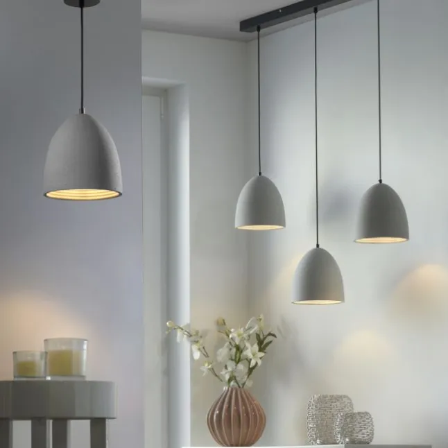 Pendelleuchte, betonfarben, E27, Schirm, Innenleuchte, IP20