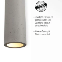 Pendelleuchte, betonfarben, GU10, Innenleuchte, 4-flammig