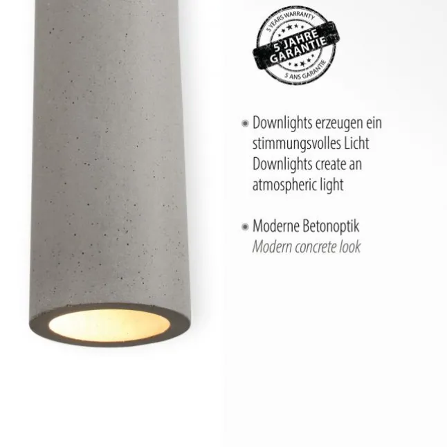 Pendelleuchte, betonfarben, GU10, Innenleuchte, 4-flammig