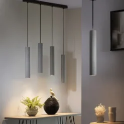 Pendelleuchte, betonfarben, GU10, Innenleuchte, 4-flammig