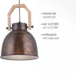 Pendelleuchte, braun, rustikal, Industrial Stil, modern, E27 Fassung