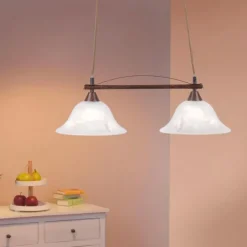 Pendelleuchte, 2-flammig, rost, rustikal, E14 Fassung, Landhaus Stil