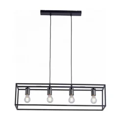 Pendelleuchte, 4-flammig, schwarz, Retro-Design, E27 Fassung, modern