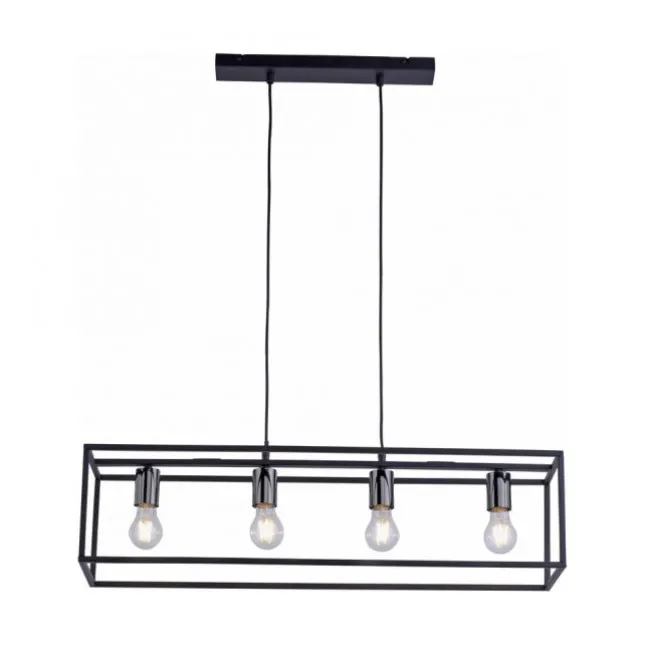 Pendelleuchte, 4-flammig, schwarz, Retro-Design, E27 Fassung, modern