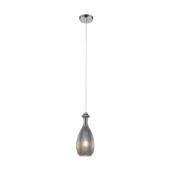 Pendelleuchte, Glas, rauchfarben, oval, Retro Stil, E27 Fassung, modern
